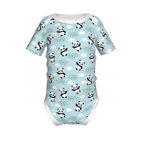 

Adobk Cute Panda Bear Print Baby Climbing Clothes Jumpsuit Rompers Classic Rompers Child Short sleeve Bodysuits-6 Months