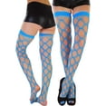 thumbnail image 2 of ToBeInStyle Womens Multi-Strand Large Diamond Fence Net Thigh High Stockings - One Size - Turquoise, 2 of 7