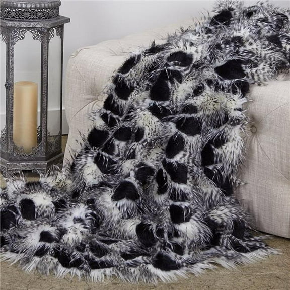 Porcupine Faux Fur Luxury Throw Blanket, Black & White - Queen