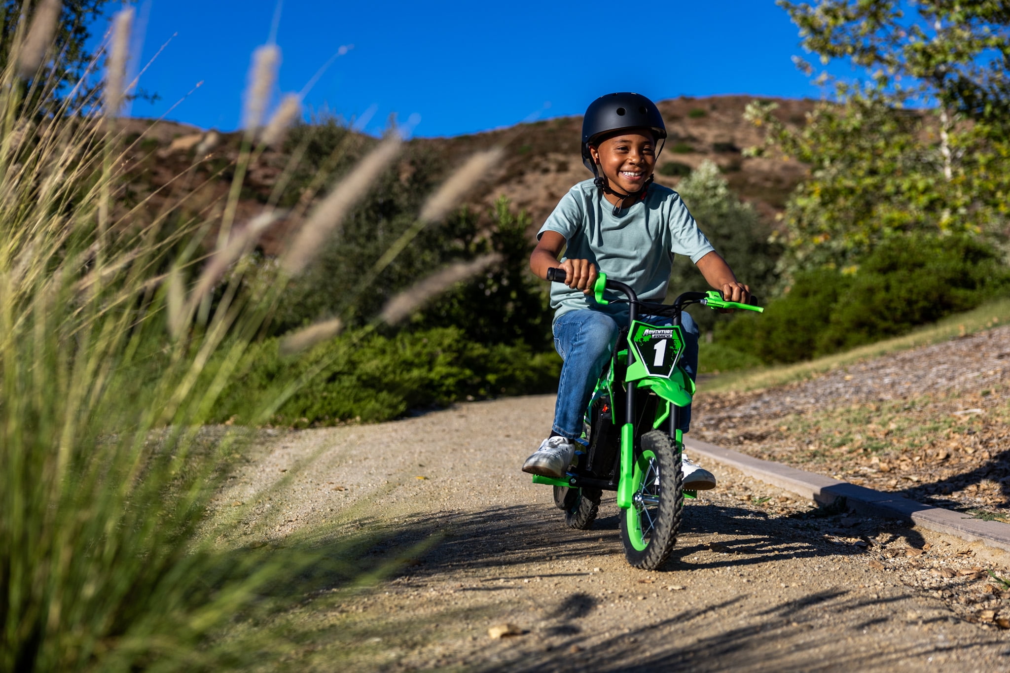 Adventure Force 12V Electric Dirt Bike, Kids Battery Powered Ride on, Ages 5 Years and up, Green