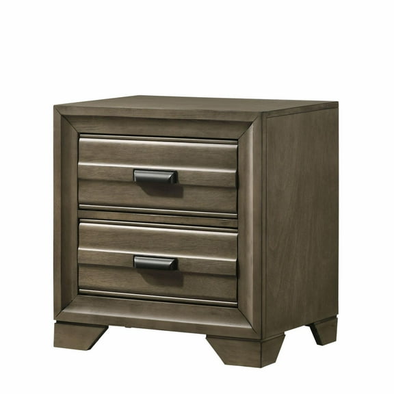 Roundhill Furniture Loiret Light Wood 2-Drawer Nightstand - Grey