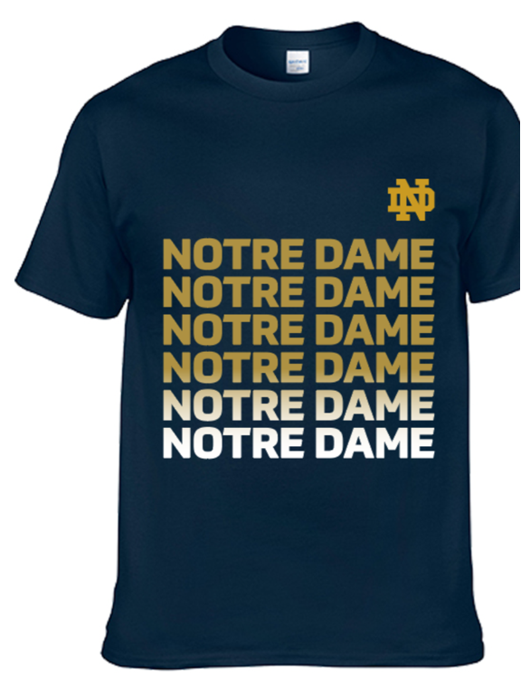 Brand New ND Repeating Design Short-Sleeved T-Shirt(Adult Medium), Official Notre/Dame Logo/Colors