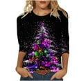 thumbnail image 2 of RKSTN Chemisiers pour Femmes T-Shirts Mode pour Femmes Décontractés Col Rond Manches 3/4 T-Shirt Ample Chemisiers pour Dames Chemises Chemisiers pour Femmes Chic Décontracté, 2 of 5