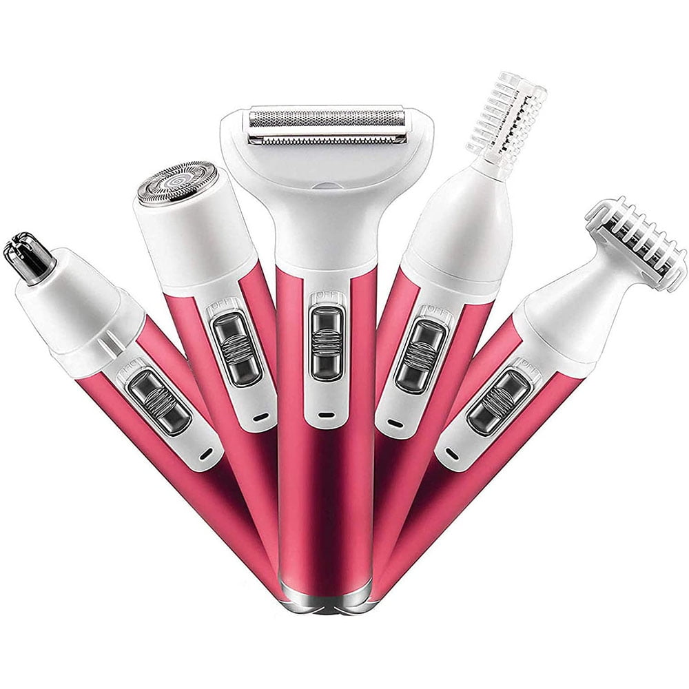 Hair Removal for Women Waterproof Lady Shaver Rechargeable USB Charging 5 in 1 Nose Eyebrow Trimmer Razor Body Bikini Facial Hair Remover
