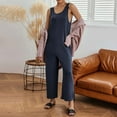 thumbnail image 4 of ZAZYULZ Summer Jumpsuits Womens Tank Jumpsuits Scoop Neck Sleeveless Rompers Casual Wide Leg Loose Fit Rompers With Pockets(Navy Blue,Xl), 4 of 9