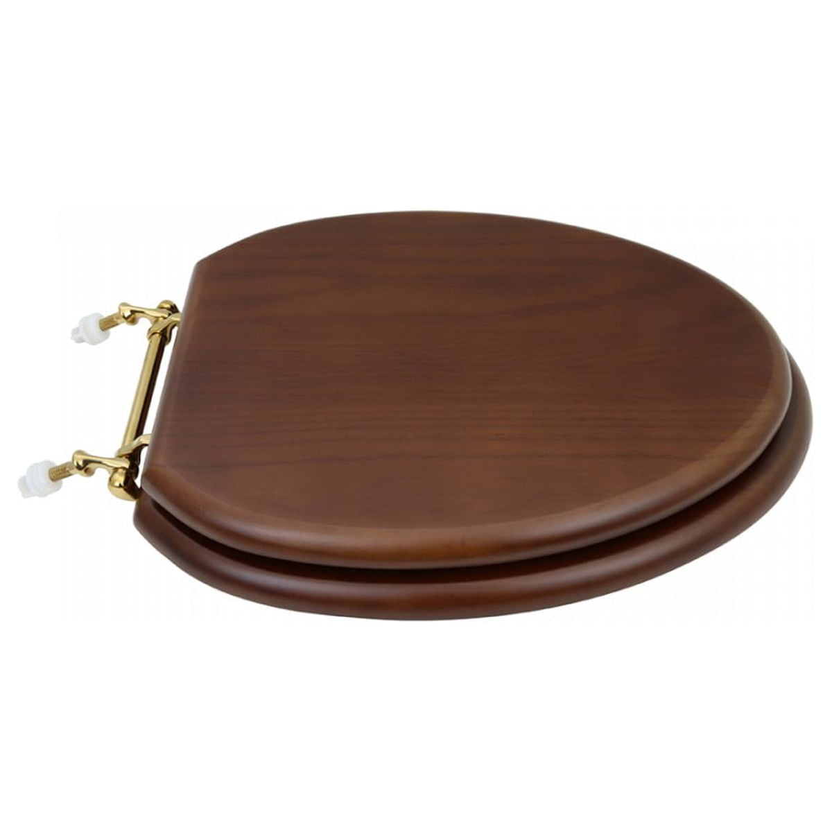 Renovators Supply Dark Oak Wooden Toilet Seat Elongated Toilet Seat w/Brass PVD Hinges and Non Slip Bumper