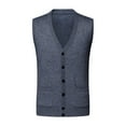 thumbnail image 1 of Men's Autumn Winter Buttoned V-Neck Wool Blend Sweater Vest Collarless Sleeveless Pullover, 1 of 8