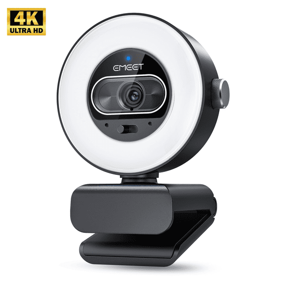 EMEET S600L 4K Webcam with Light & Microphone, Streaming Camera for PC/Mac/Laptop, USB Autofocus Web Cam, 1/2" Sensor PDAF, 4K@30FPS Web Camera for Streaming/OBS/Twitch/YouTube/Zoom