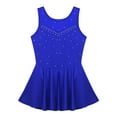 thumbnail image 3 of Fldy Kids Girls Rhinestone Mesh Splice Ballet Leotard Skirt Lyrical Dance Ice Skating Dress Blue 10, 3 of 7