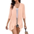 thumbnail image 6 of LEKODE Lightweight Cardigans for Women Summer Sweaters Seamless Knit Sheer Cardigans Tunic Tops Blouse Womens Sweaters Sunscreen Cardigan Swimwear Cover Up Cardigan Sweaters White L, 6 of 6