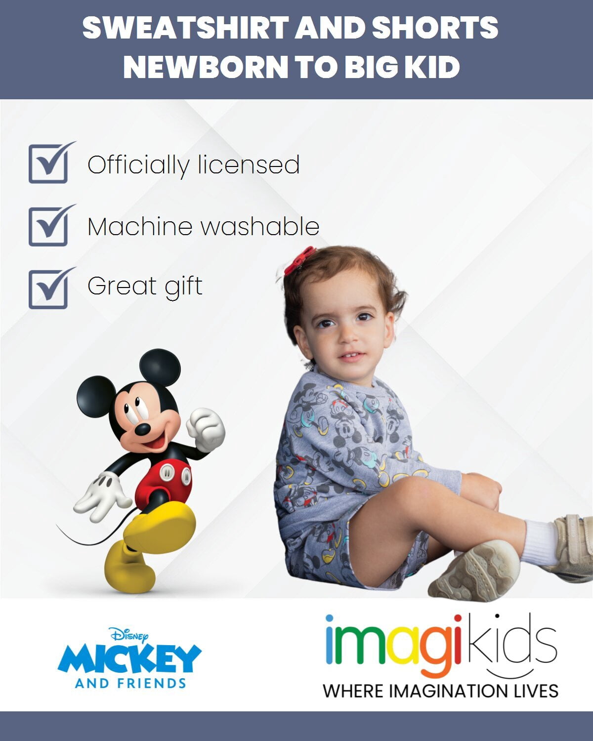 Disney Mickey Mouse Infant Baby Boys French Terry Sweatshirt and Shorts