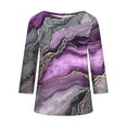 thumbnail image 5 of QQAMB T-Shirts for Women Plus Size 3/4 Sleeve Floral Printed Crewneck Summer Trendy Loose Blouse T-Shirts Purple 4XL, 5 of 5