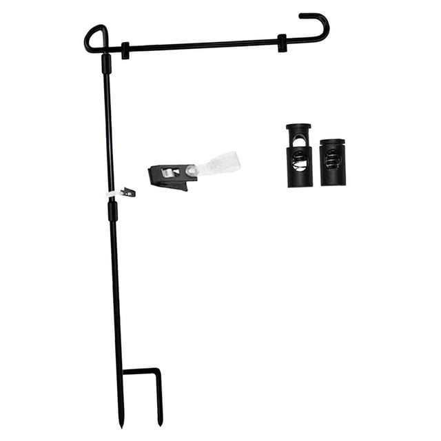 Garden Flag Stand Detachable Black with Stoppers Durable Decorative Banner Stand