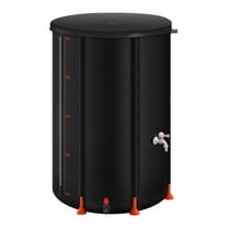 Collapsible Rain , 100 Gallon Portable Rain Water Collection , 1000D PVC Rainwater Collection System, Garden Water Catcher Storage Container with Spigot & Overflow Kit, Black