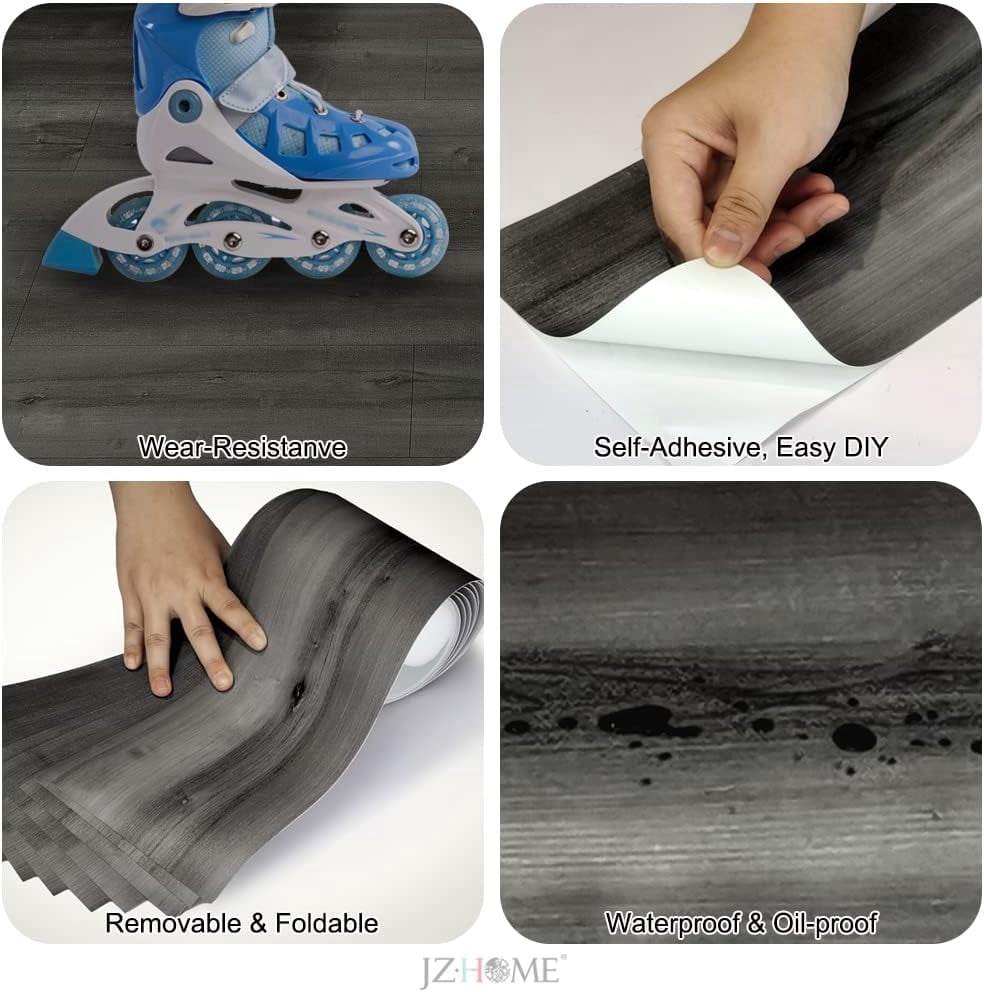 Peel and Stick Floor Tile, Vinyl Plank Flooring Wood Grain Look Flooring Self Adhesive and Waterproof Easy to Install for Any Room DIY 6''x36'' (10 PCS) 14.5 Sq.ft