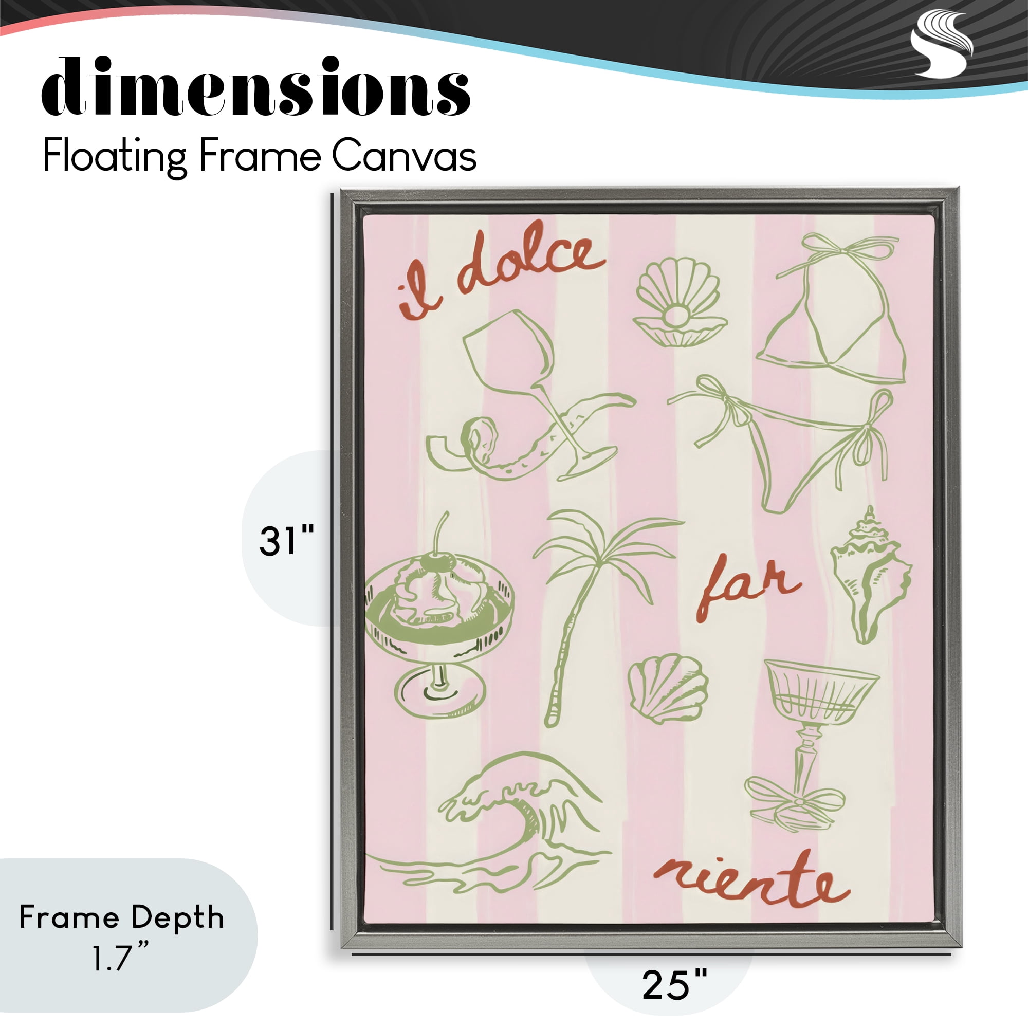 Stupell Industries Il Dolce Far Niente Beach Saying Gray Framed Floater Canvas Wall Art, design by The Prints Vibe