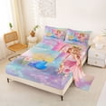 thumbnail image 2 of jejeloiu Multicolor Monogram I Full Size Sheets For Girls,Rainbow Stars Kawaii Princess Bed Sheets,4 Pieces, 2 of 6