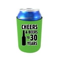 thumbnail image 1 of Cheers & Beers to 30 Years Can Coolie (Bright Green, 4 Pack), 1 of 2
