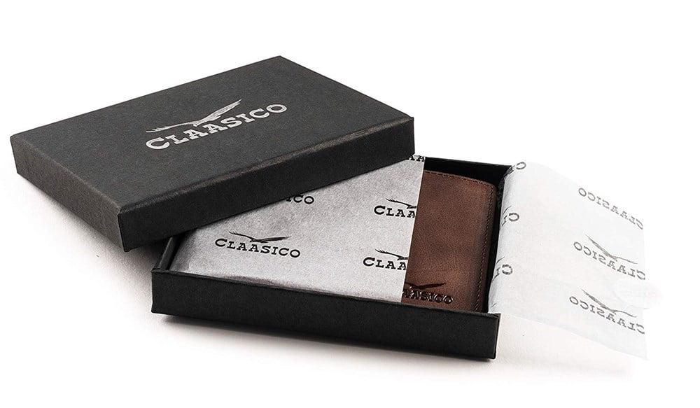 Claasico Slim Bifold RFID Bloking Wallet for Men Genuine Leather Packed in Stylish Gift Box, Men's, Size: 3.3x4.4_inches, Black