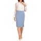thumbnail image 1 of Falda Lápiz de Mujer Inspire Chic de Cintura Alta con Abertura y Cierre Invisible, Falda de Trabajo XS Gris Azul, 1 of 6
