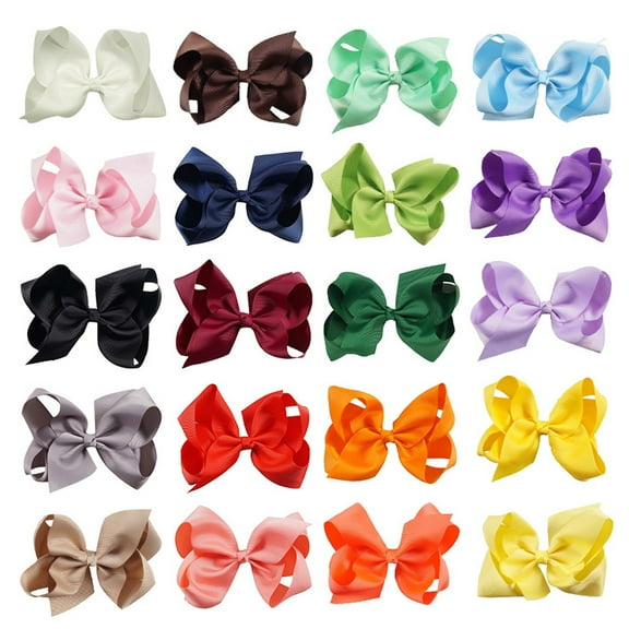 GoXteam 20PCS 6 Inch Hair Bows for Girls Grosgrain Ribbon Toddler Hair Accessories with Alligator Clips for Toddlers Baby Girls Kids Teens in Pairs