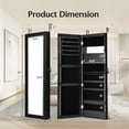 thumbnail image 4 of Giantex LED Jewelry Cabinet Wall Door Mounted, Lockable Jewelry Armoire w/Full Length Mirror, Cosmetics Tray, Brush Holders, Build-in Makeup Mirror for Women Girls (Black), 4 of 10