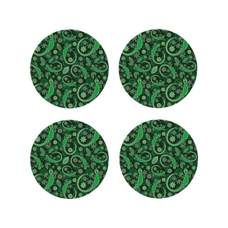 

Leather Coasters with Heat-resistant for Drinks Abstract Gecko Lizard Green -标题2 Round Shape