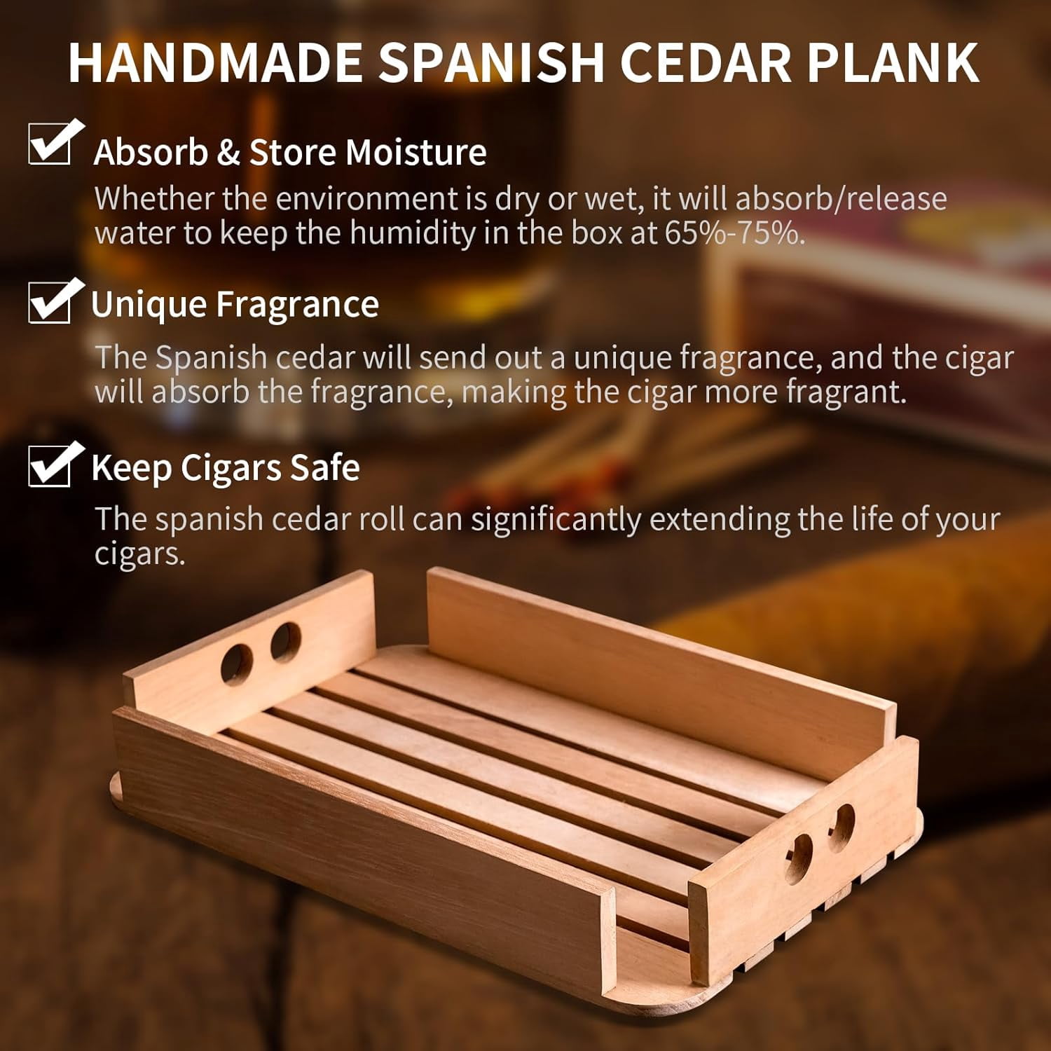 Cigar Humidor Clear Acrylic with Spanish Cedar Shelf Holds 80-100 Cigars Portable Airtight Container