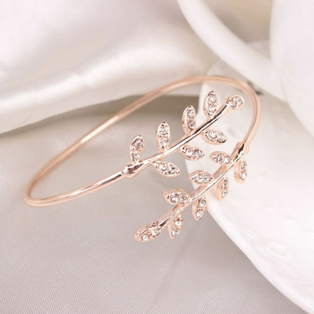 - Mosunx Fashion Women Leaf Cuff Charm Open Bracelet Bangle Arm Jewelry