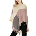 thumbnail image 2 of SWSMCLT Women's Plaid Sweater Poncho Casual Wrap Tassel Fringe Crochet Knit Ponchos and Wraps Soft Winter Warm Blanket Shawl Pashmina Cape Sweater Pink One Size, 2 of 3