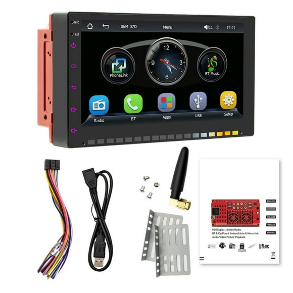 Transemion AM/FM Double Din HD 7Inch Full Touch Screen Car Stereo Radio Support Wireless with Jumping Light Stereo Radio Bluetooth