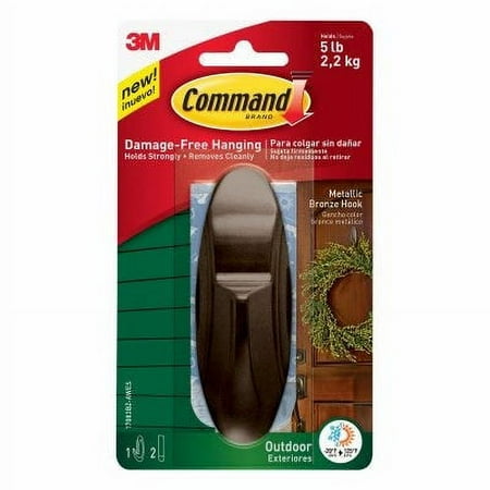 Command Outdoor Hook, Bronze Metallic, Large 1 Pack