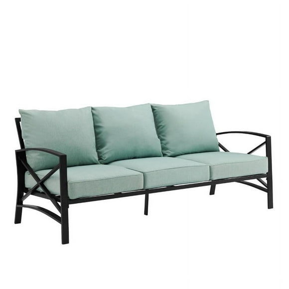 Crosley Furniture Kaplan Metal/Foam Outdoor Sofa in Mist Green