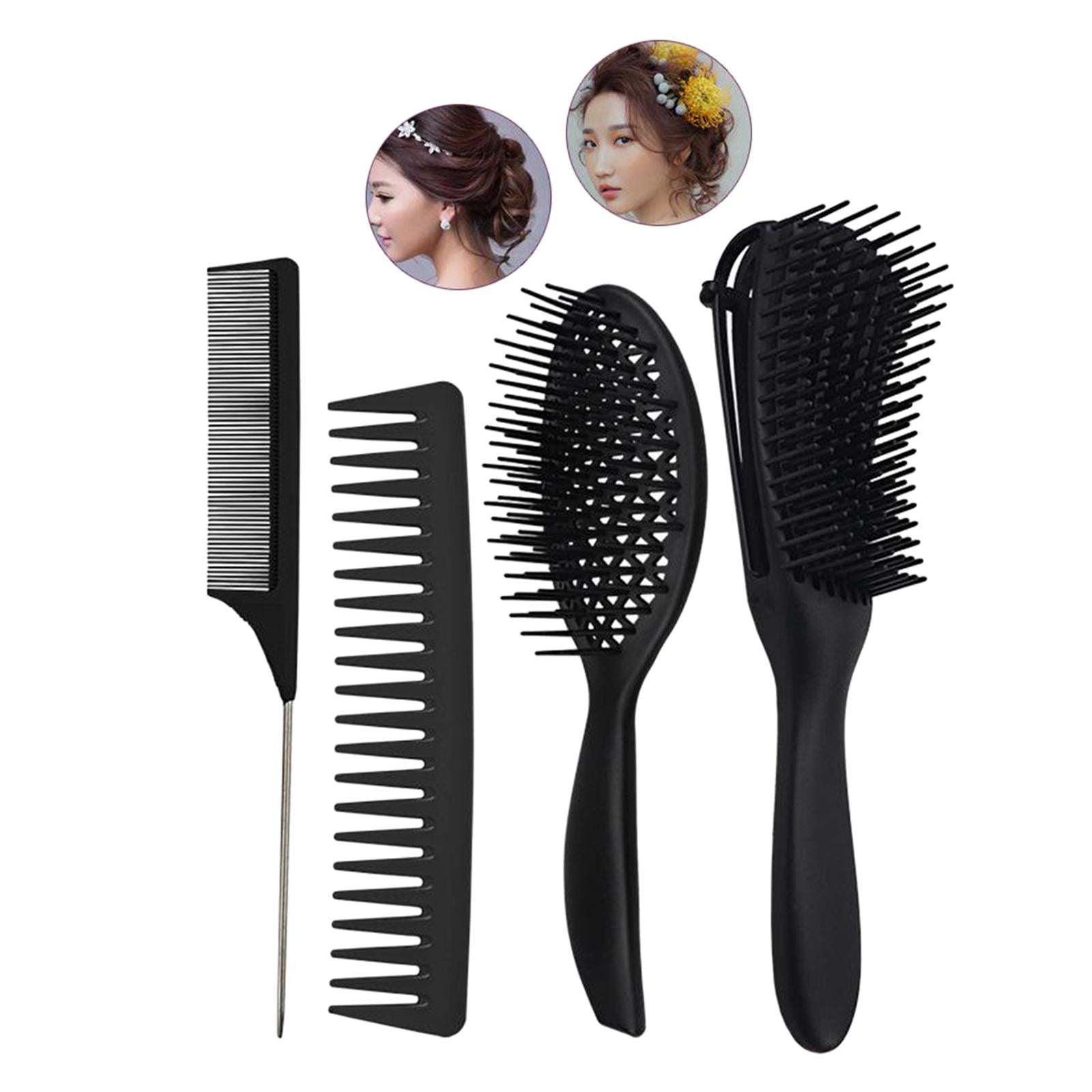 Set of Care Comb Static Coarse Fine Toothed Tail Teasing Waves Pick Combs,  Hair Pulling and , Hair Softly , Black 