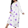 thumbnail image 3 of BiZtdJrK Lightweight Nightgowns for Women Cute Heart Print Full Length Long Sleeve Crew Neck Sleep Dress Plus Size Loose Comfy Nightshirts Valentine's Day Gifts Purple M, 3 of 4