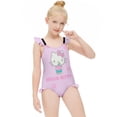thumbnail image 3 of Hello Kitty Girls One Piece Swimsuits Hawaiian Summer Swimwear Beach Bathing Suit Outfits, 3 of 7