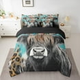 thumbnail image 2 of Castle Fairy Farm Highland Cow Bedding Comforter Set 7pcs for Boys Girls,Abstract Leopard Cheetah Print Queen Bedding Sets Super Cozy,Rustic Farmhouse Animal Queen Sheet Sets, 2 of 8