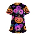 thumbnail image 3 of LINMOUA Plus SizePrinted Scrub Working Uniform Tops For Women's Cross V-Neck Halloween Print Short Sleeve Fun T-Shirts Workwear Tee With Pockets, 3 of 3