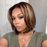 LUVME Blonde Highlight Short Layered Bob Wig Glueless 5x5 Closure Pre-Cut Lace Wig for Adult Women