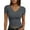 Grey, variant on UJNDER Women's Fashion Solid V Neck Short Sleeve Slim T Shirt Top for Women Casual Fit Grey L