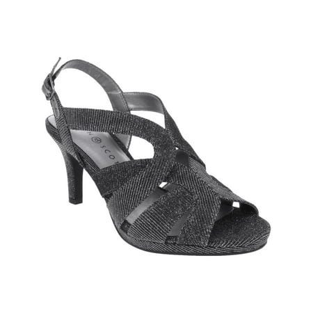 

KAREN SCOTT Womens Gray Glitter Cushioned Belindah Peep Toe Stiletto Buckle Dress Sandals Shoes 11 M