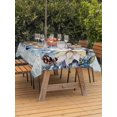 thumbnail image 2 of Outdoor Tablecloth with Umbrella Hole and Zipper, Blue Poinsettia Christmas Rectangle Table Cloth 52x70 Inch Waterproof Tablecloth, Xmas Botanical Balls Snowflake Vintage Picnic Table Cover for Patio, 2 of 7