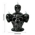 thumbnail image 2 of XEOVHV Halloween Skull Head LED Light, 5.9 Inch Black Silver Color Flameless Plastic Halloween Skeleton Candle Lamp for Home Office Halloween Party Decorations (Green Light), 2 of 7