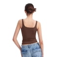 thumbnail image 5 of Women'S Tank Top Fitted Square Neck Casual Basic Summer Tank Sleeveless Tops Brown XXL, 5 of 9