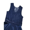 thumbnail image 4 of YiZYiF Kids Girls Satin Wedding Bridesmaid Dress V Neck Floral Lace Birthday Party Dress, 4 of 6