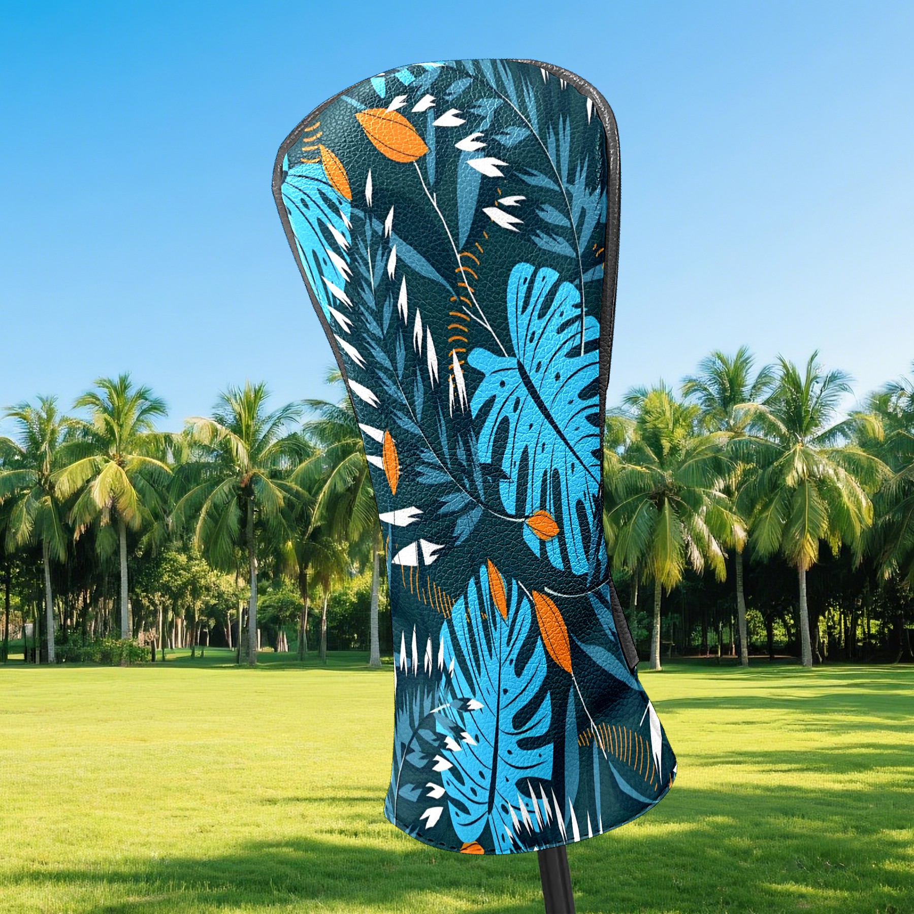 Golf Club Covers, Blue Leaf Premium PU Leather Driver Hybrid Putter Head Covers with Velvet Lining, Waterproof Golf Gifts for Men Women