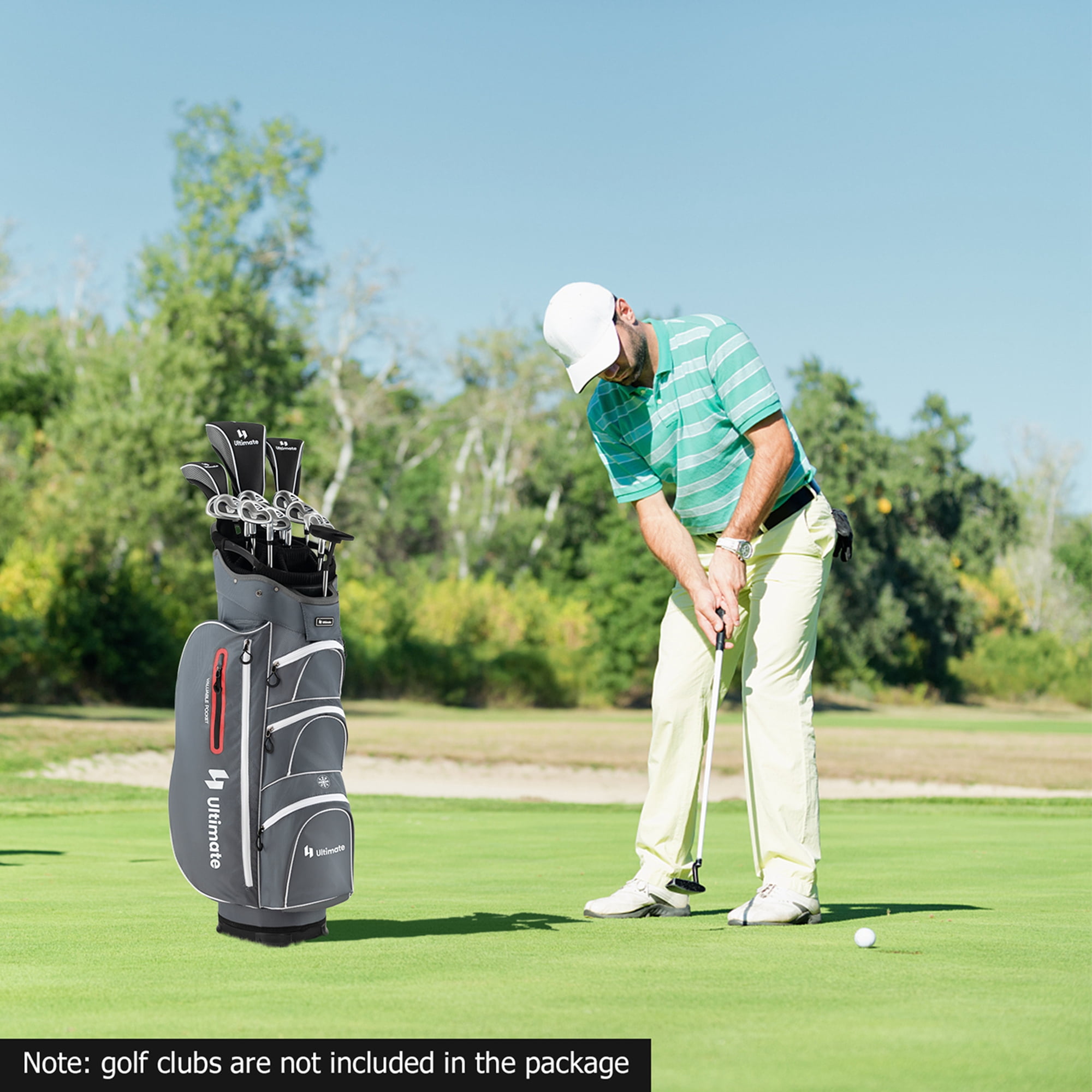 Costway Lightweight Golf Cart Bag with 15 Way Top Divider Individual Putter Well Cooler Bag Red