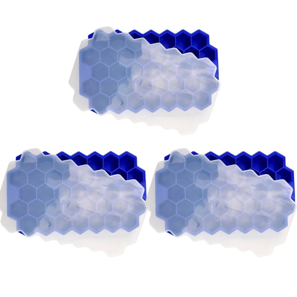Bandejas para cubitos de hielo para congelador con tapa, 37 rejillas de silicona para moldes de cubitos de hielo pequeños, fácil de liberar, reutilizables en contenedores organizadores o cubos de