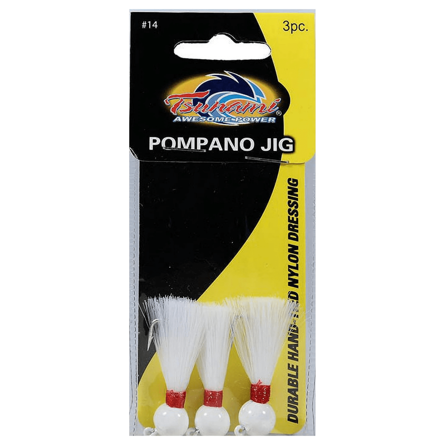(3 pack) Tsunami Pompano Bucktail Fishing Jig 1/4 oz. – White