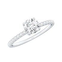 Rosec Jewels Lab Grown Diamond Engagement Ring 0.50 Carat - Round Ring 5 MM - EF-VS Quality, 18K White Gold, US 9.00